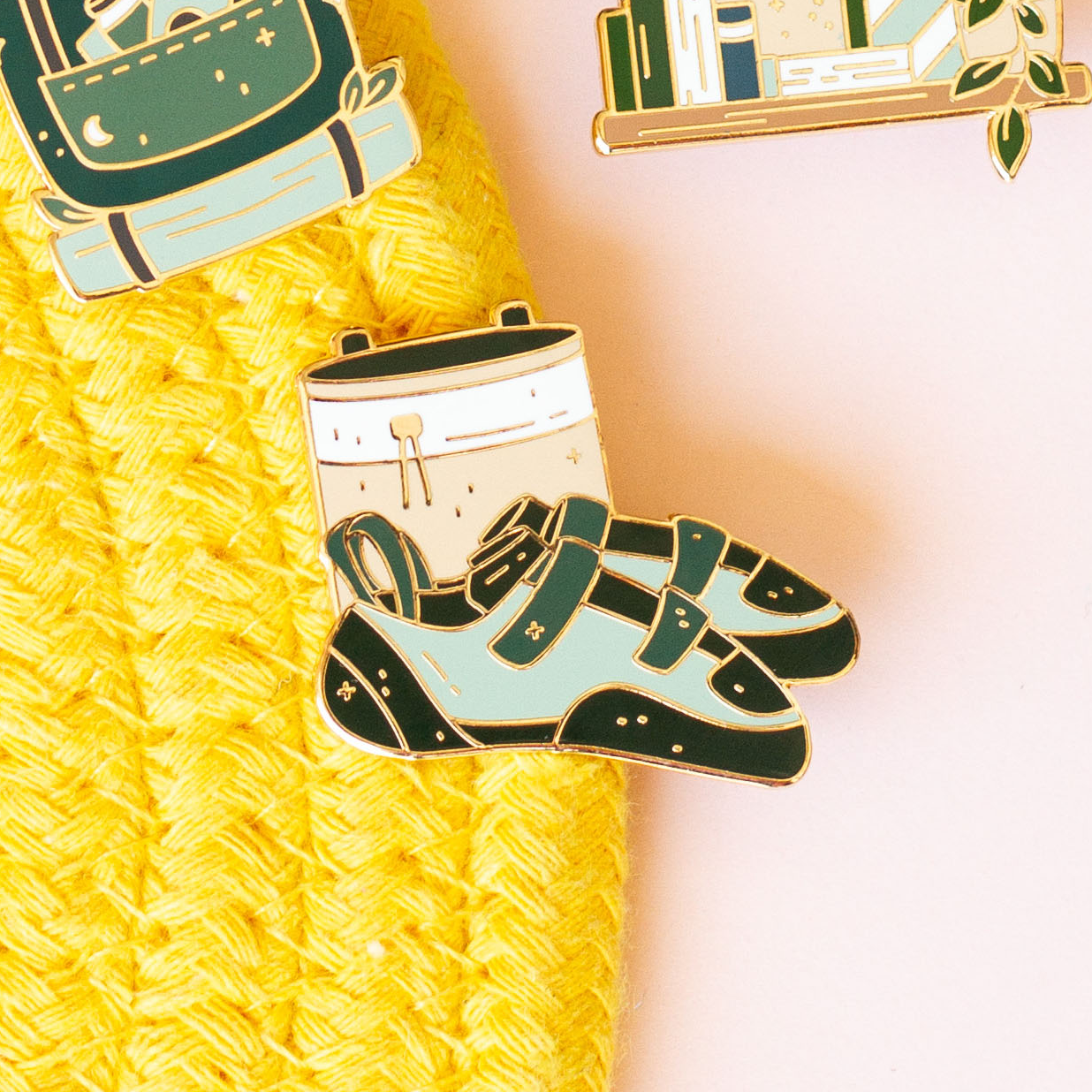 Climbing Shoes with Chalk Bag Enamel Pin
